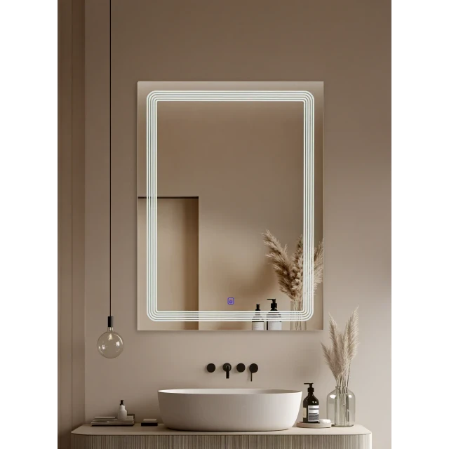 Oglindă de baie încălzită "Сияющий Лик" decor1 cu iluminare LED 120cm