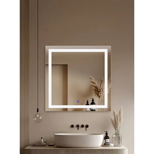 Зеркало для ванной с подогревом "Сияющий Лик" Декор2 со светодиодной подсветкой 70см