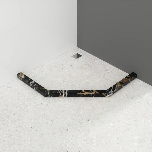 Cadita de duș din piatră artificială pentagonală neagră 100 cm