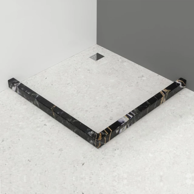 Cadita de duș din piatră artificială pătrată neagră 100 cm